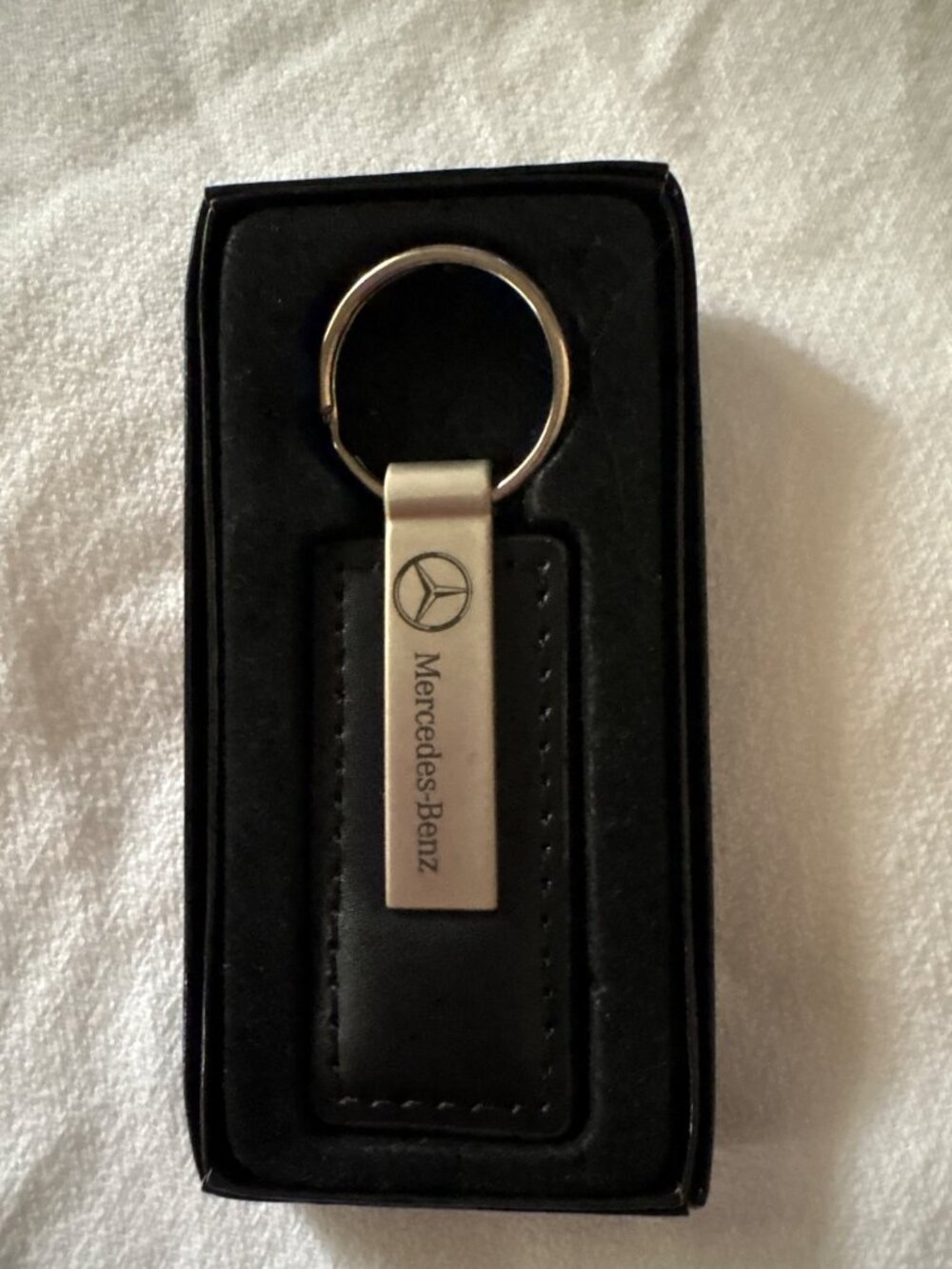Mercedes-Benz Leather & Metal Keychain With Box